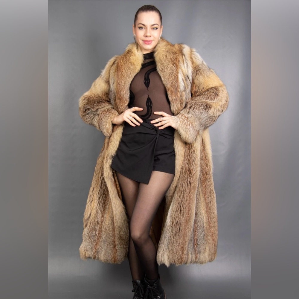 Vintage Long Genuine Red Fox Fur Coat